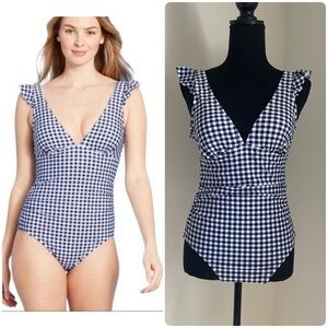 Kona Sol Blue and White Gingham Swimsuit